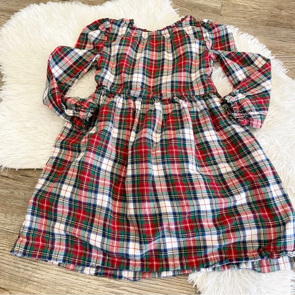 GAP Kids Christmas Dress Plaid Tartan Smocked Small 6 7 Festive Church Cozy